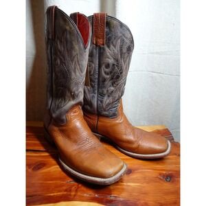 VTG Planet Cowboy Western Boots Womens 8.5 Tan Grey Leather Square Toe Nashville